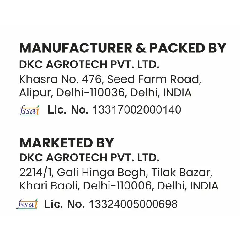 company details on pouch