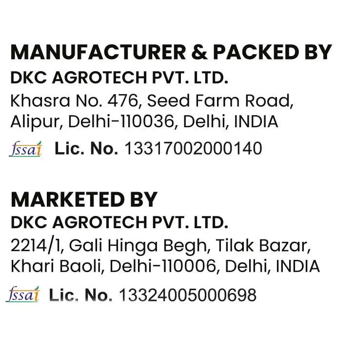 company details on pouch