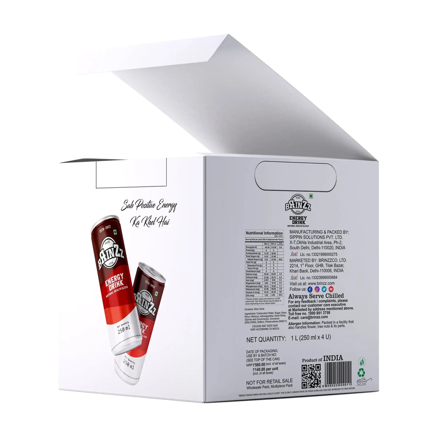 ब्रिनज़ एनर्जी ड्रिंक प्राकृतिक स्वास्थ्य अमृत 6 लीटर (4X6 का पैक)