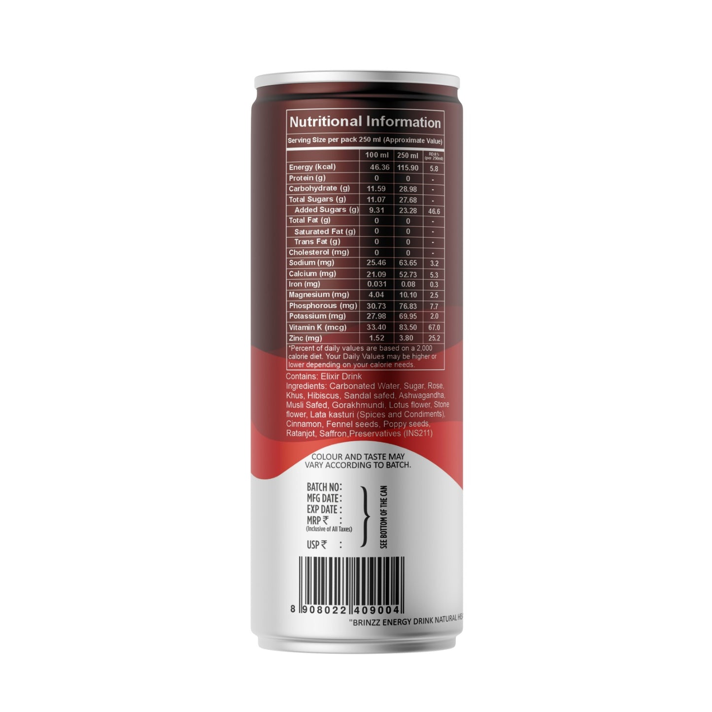 Brinzz Energy Drink Natural Health Elixir 6 Liter (Pack of 4X6)