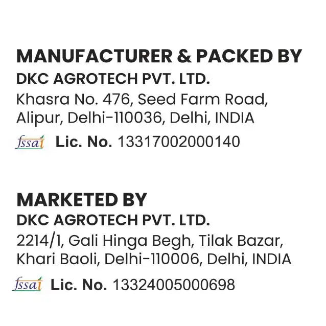 company details on pouch 