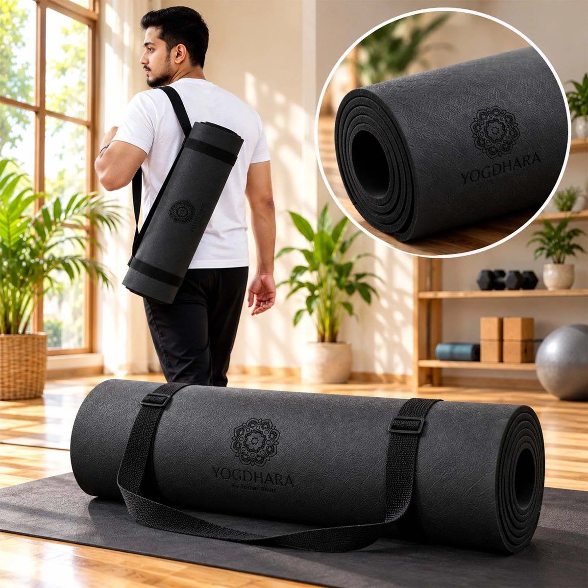 Black Yoga Mat (8mm)