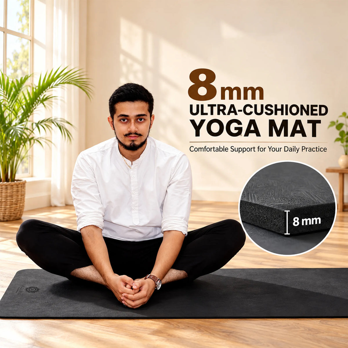 Black Yoga Mat (8mm)
