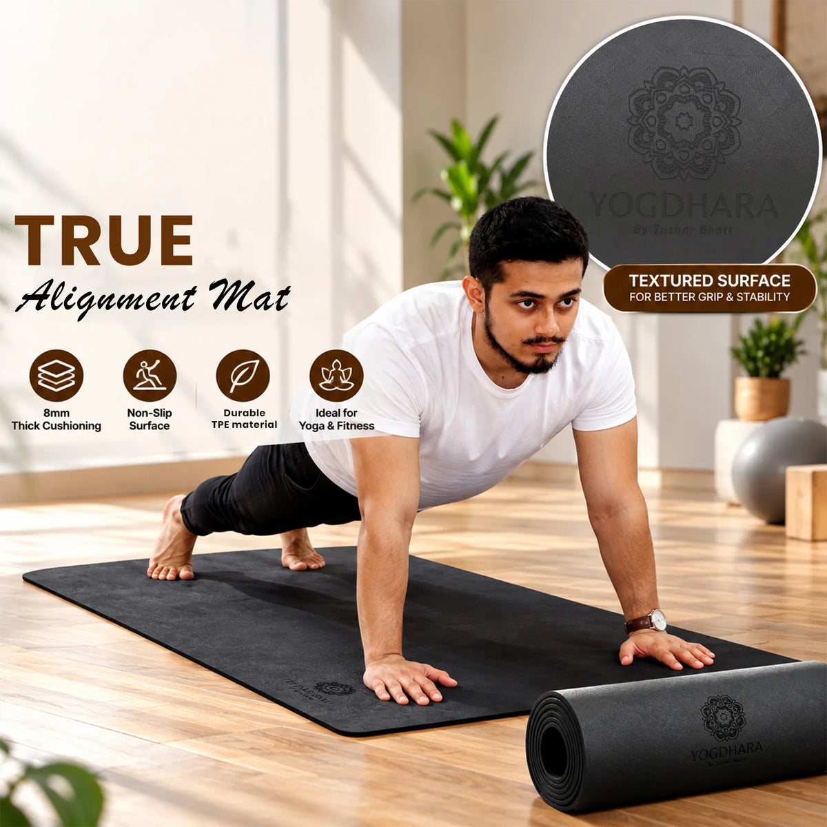 Black Yoga Mat (8mm)